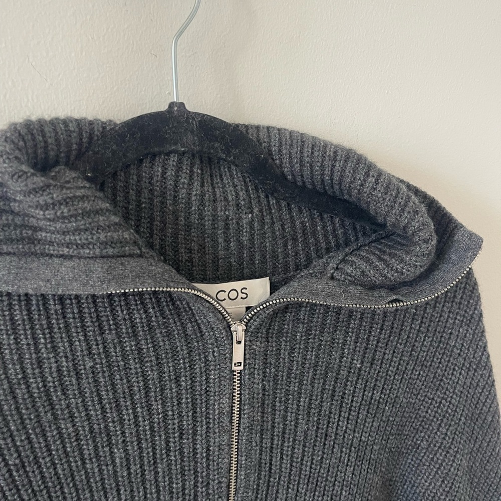 COS Grey Ribbed Half-Zip Sweater - Picture 3 of 5